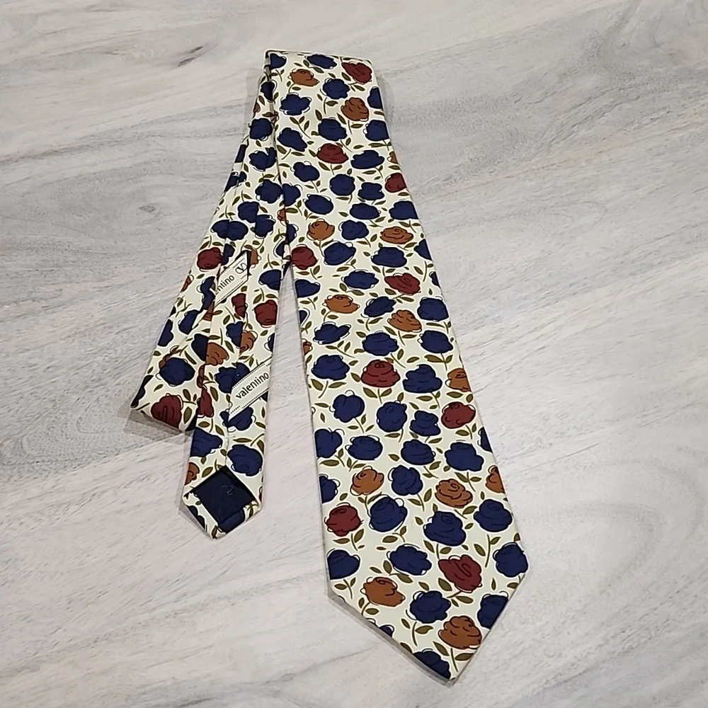VALENTINO MADE IN ITALY MEN'S ELEGANT TIES BLUE BROWN
